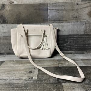 Kate Spade New York Pebbled Leather Satchel Crossbody Bag Pale Vellum